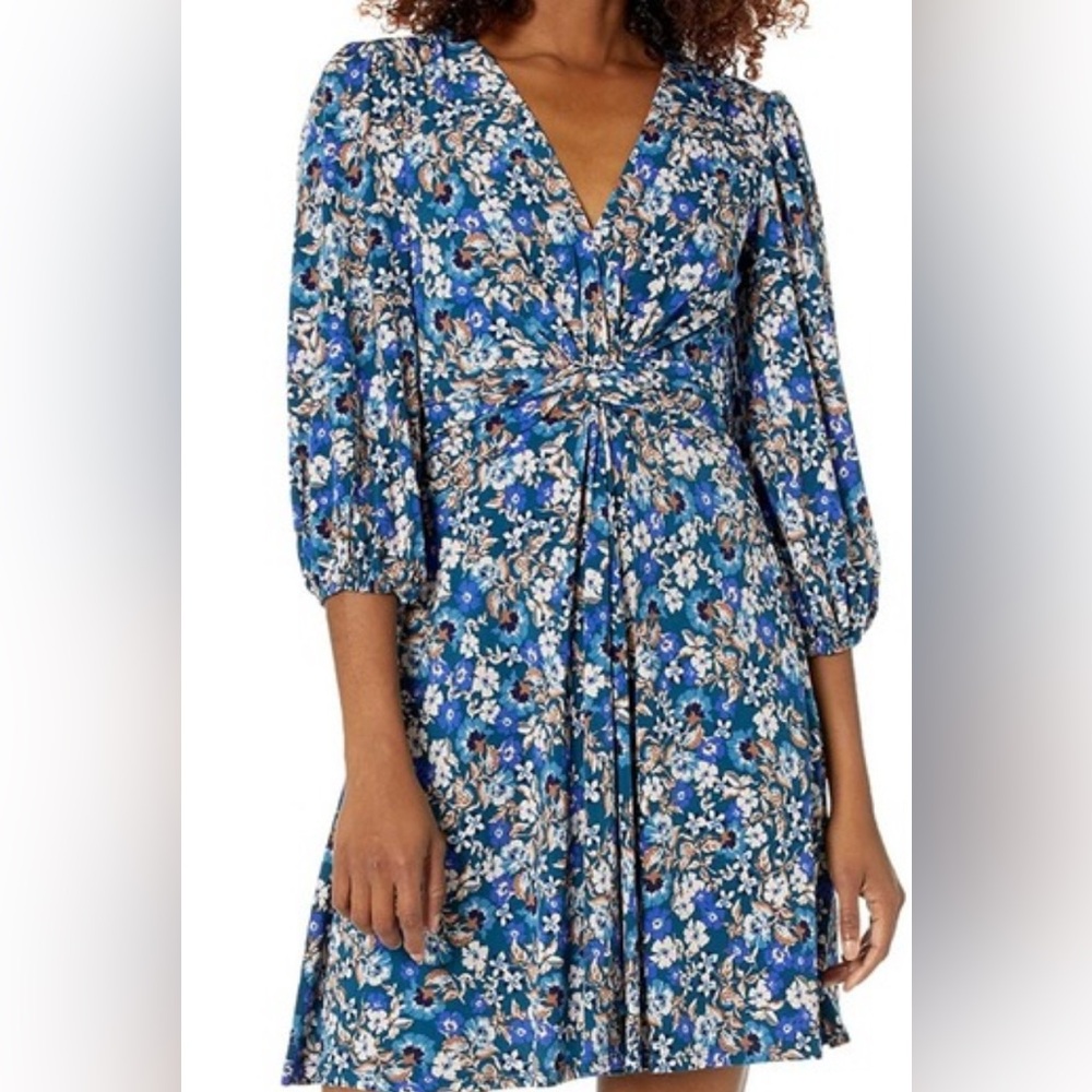 VINCE CAMUTO Floral Blue Dress Sz 14